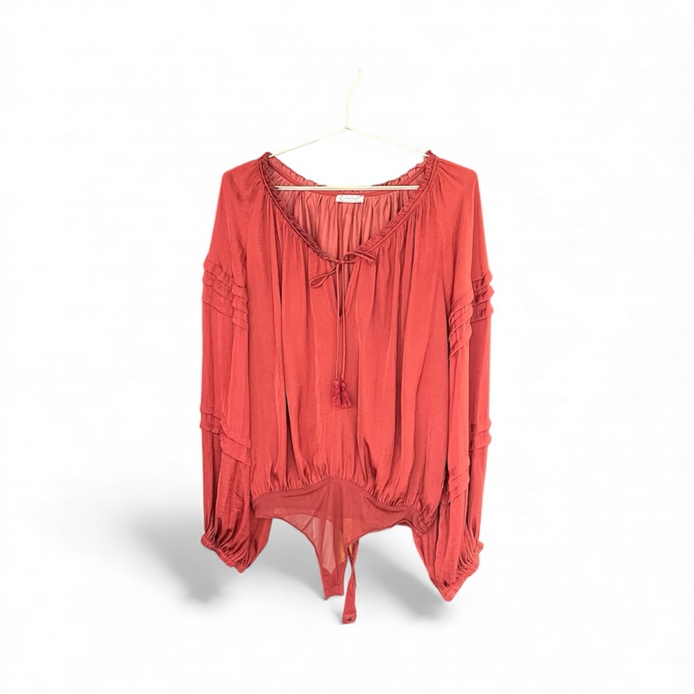 Free People Rust Boho Long Sleeve Blouse Bodysuit – Size S - Picture 6 of 11